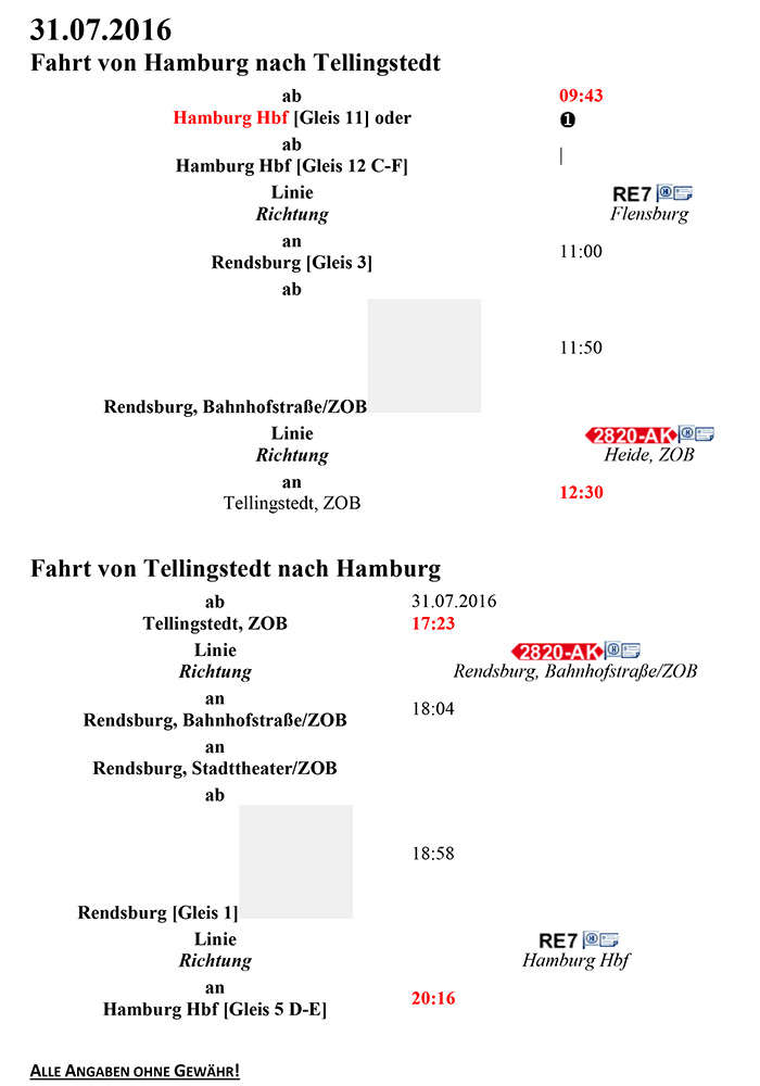 Verbindung nach Tellingstedt